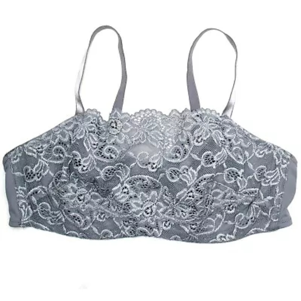 NWOT Olga Gray Pretty Lace Camisole Cami Bra Full Underwire 35263 Gray Sz 42C